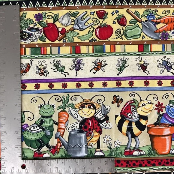 Vintage Bonijean Botanical Bugs cotton fabric 80” x 44.5” - Picture 5 of 8